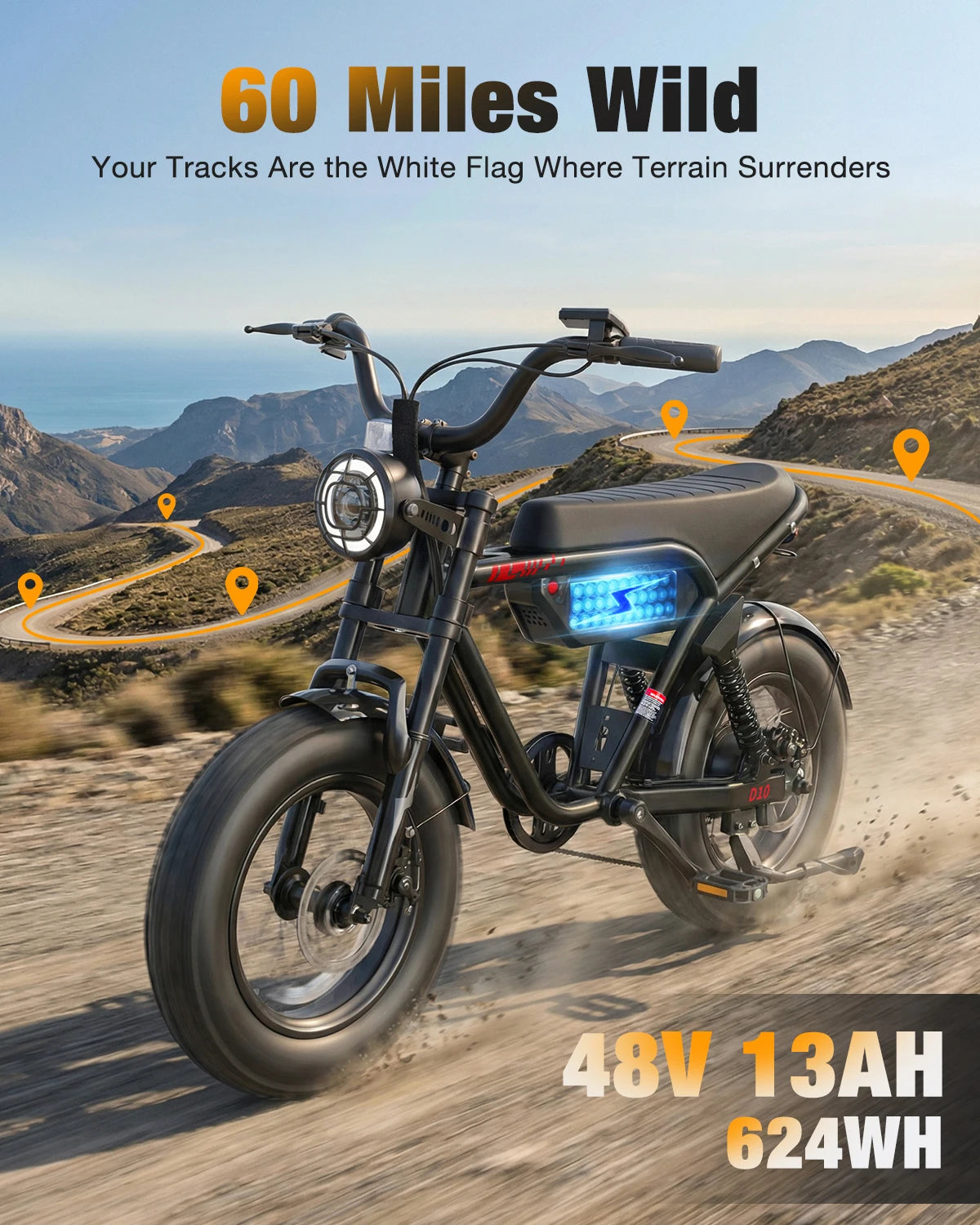 Hopepeak D10 Full Suspension Fat Tire Electric Mountain Bike
