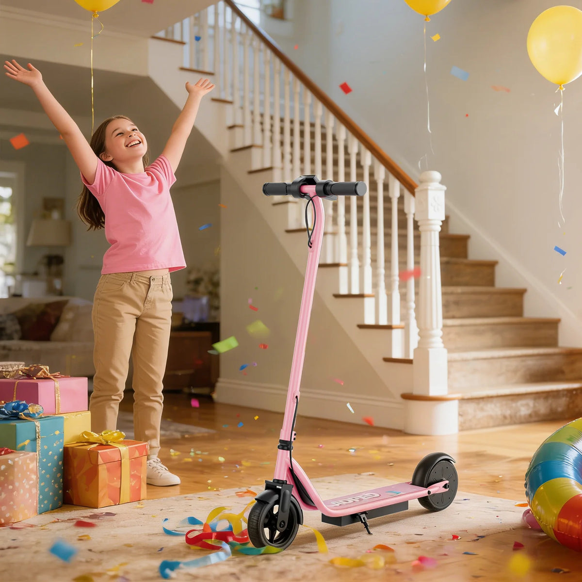 Ladped Electric Scooter for Kids With Three Speed Modes