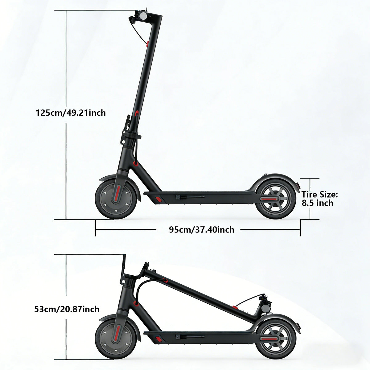 Foldable Electric Scooter with Solid Tires, Dual Brakes and Display