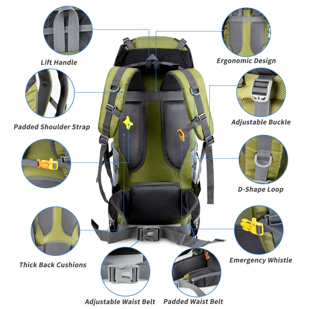 Night Cat Lightweight Hiking Backpack With Rain Cover For Camping