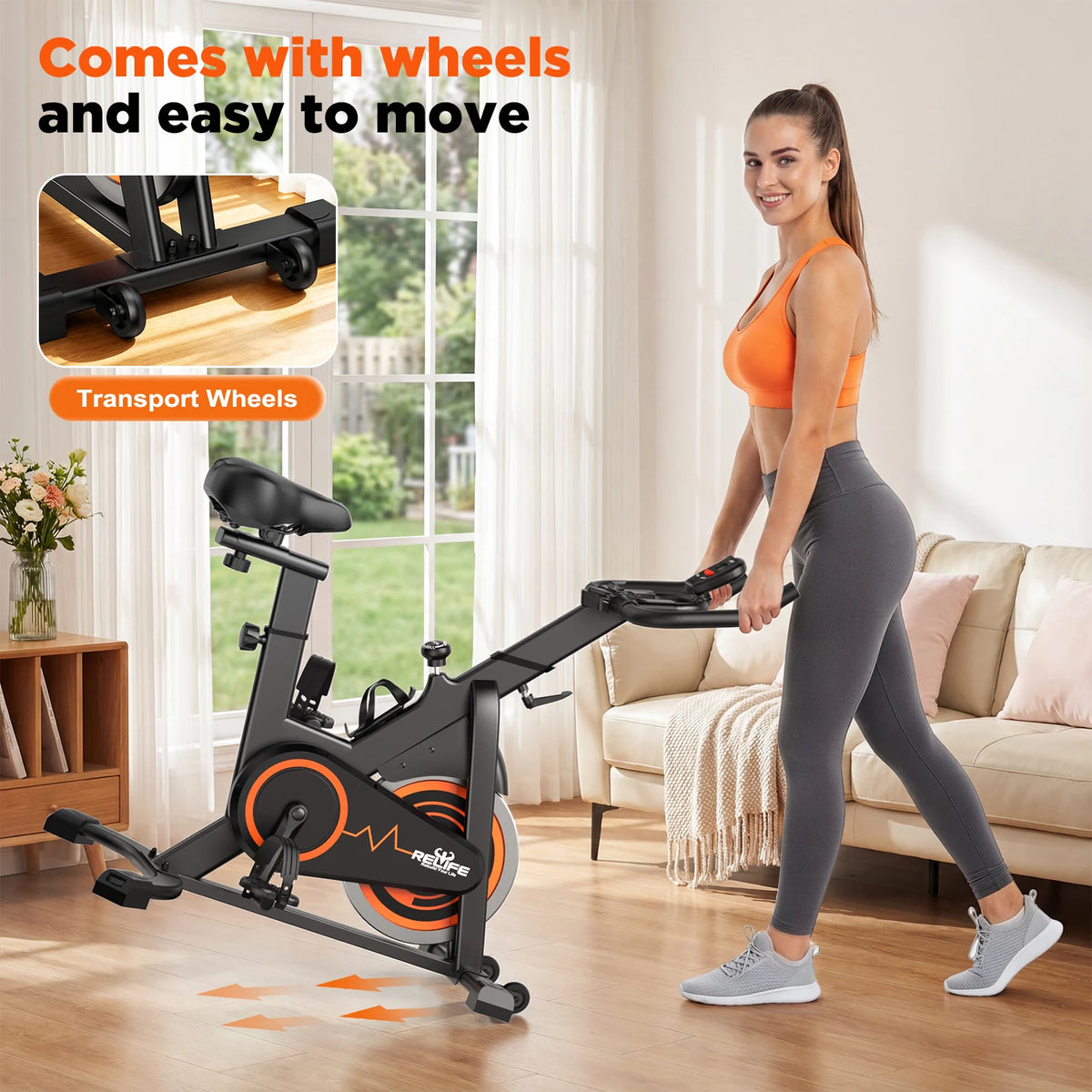 RELIFE Silent Belt Drive Indoor Cycling Bike With LCD Monitor