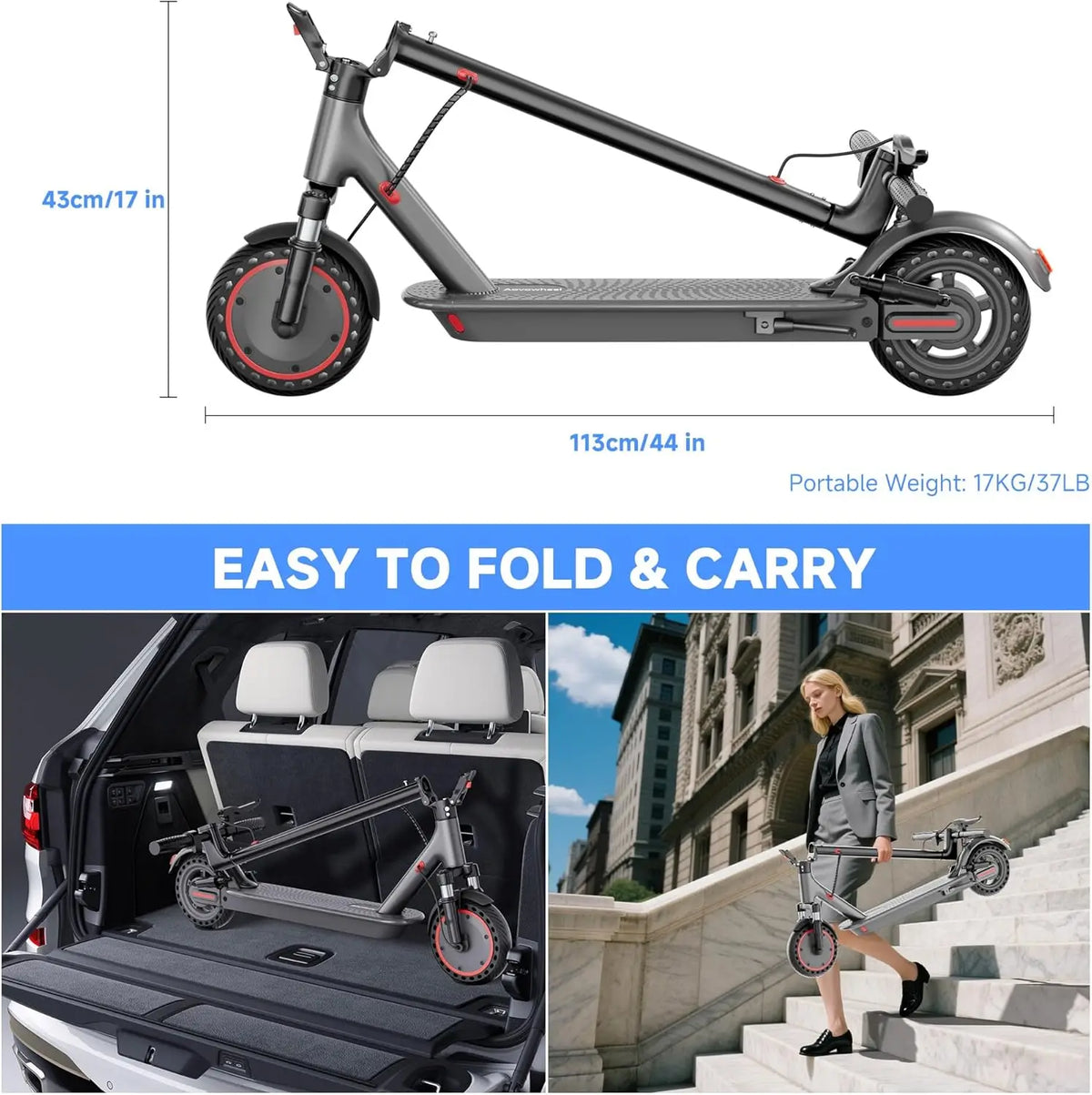 AOVOPRO 500W Electric Scooter With App Control And Dual Braking