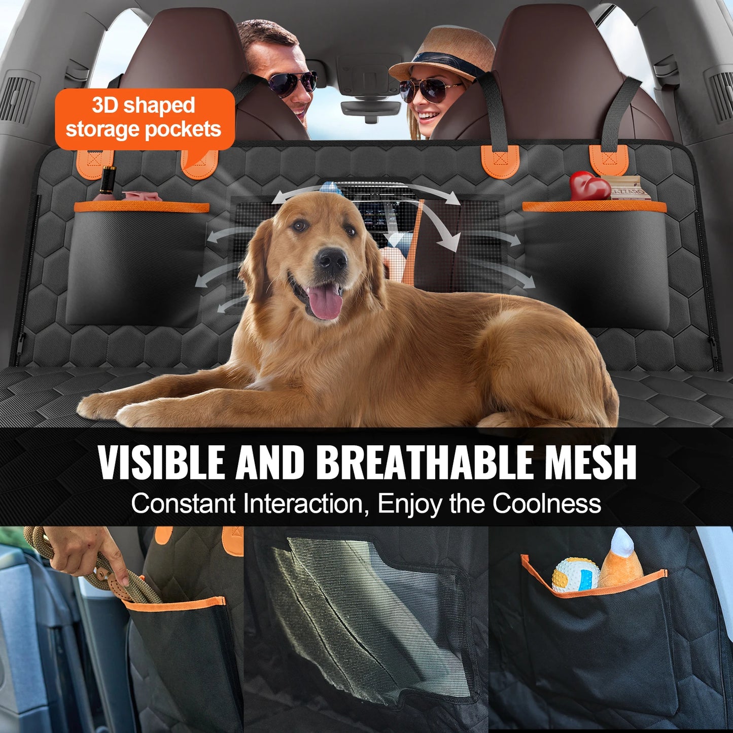 SucceBuy Back Seat Extender Dog Car Cover With Mesh Window