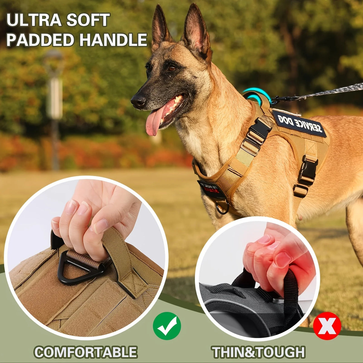 Tactical Dog Harness With Reflective Straps And No Pull Control