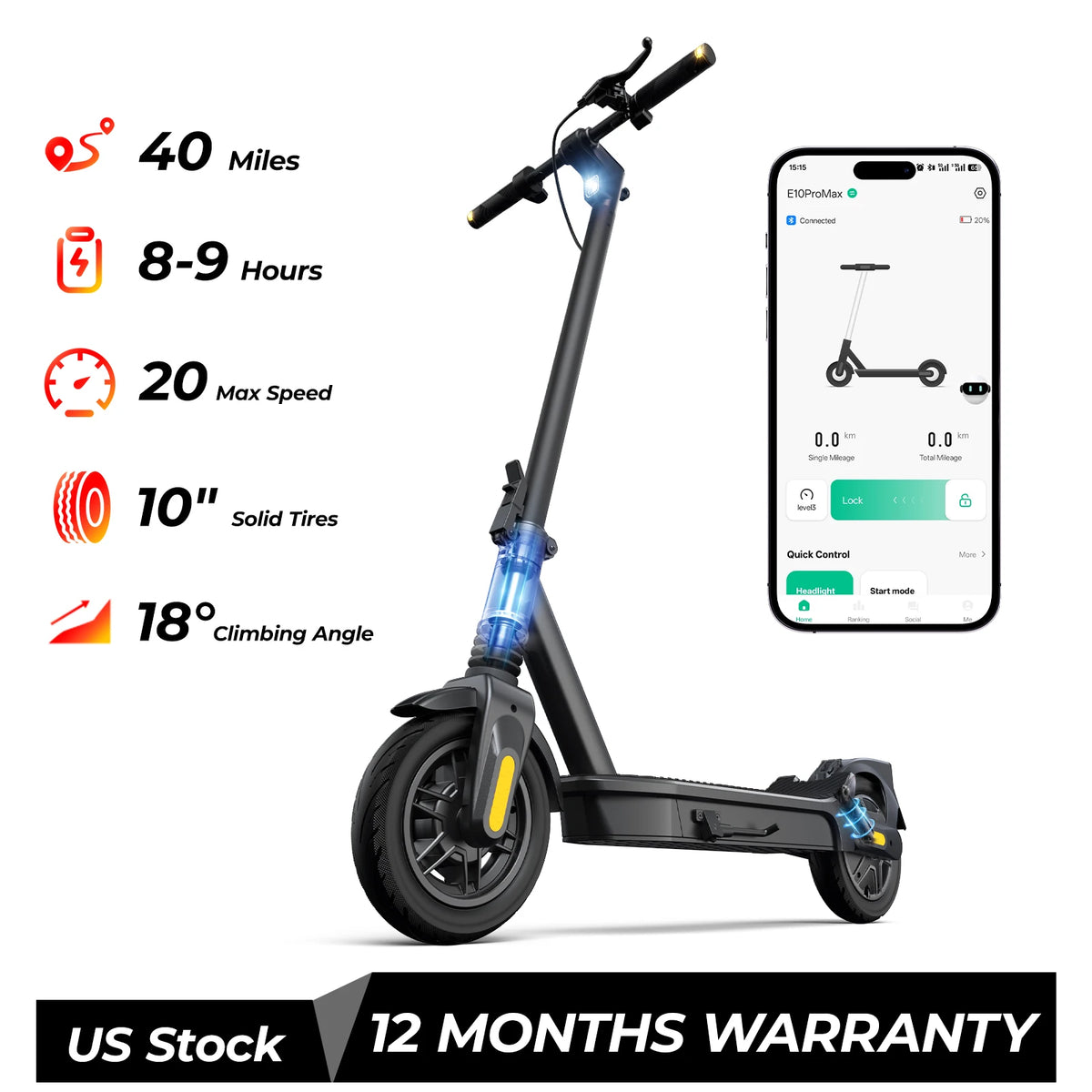 HeroPick 1000W Folding Electric Scooter With Smart App Support