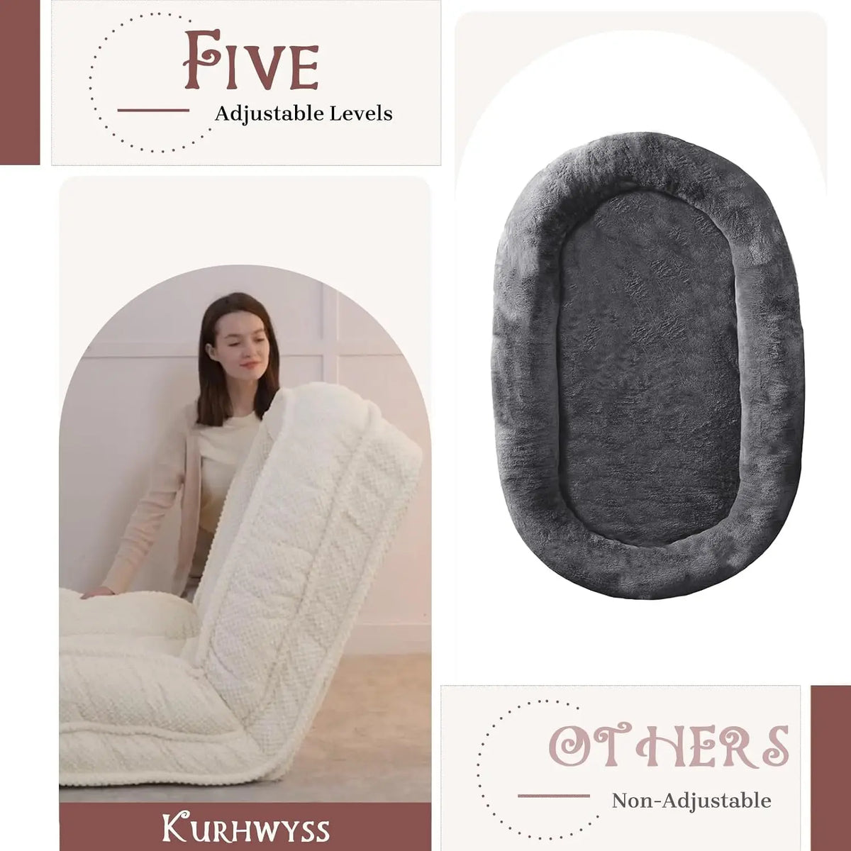 Convertible Upholstered Sofa Bed With Adjustable Backrest And Two Pillows