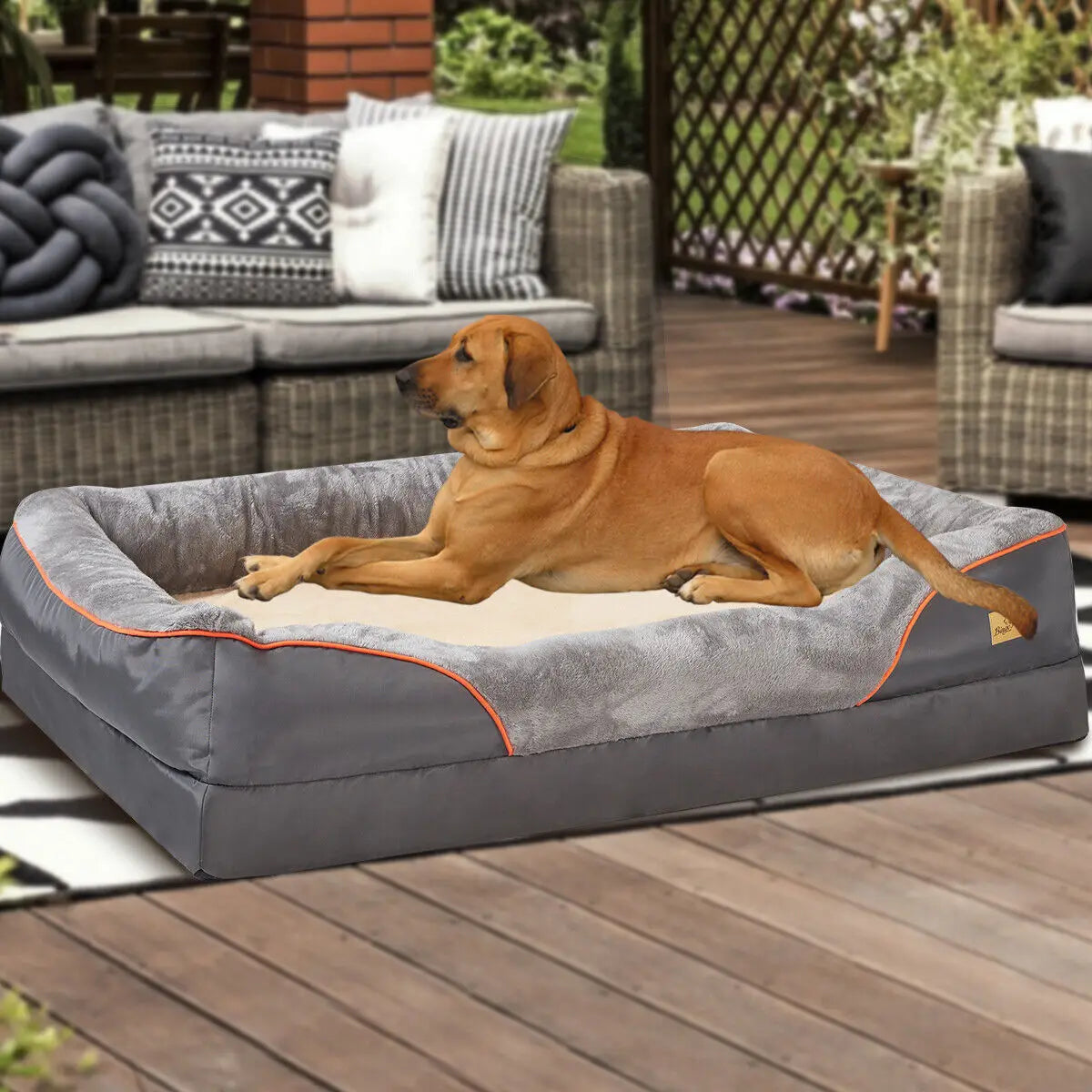 BINGOPAW Jumbo Orthopedic Memory Foam Dog Bed With Bolsters