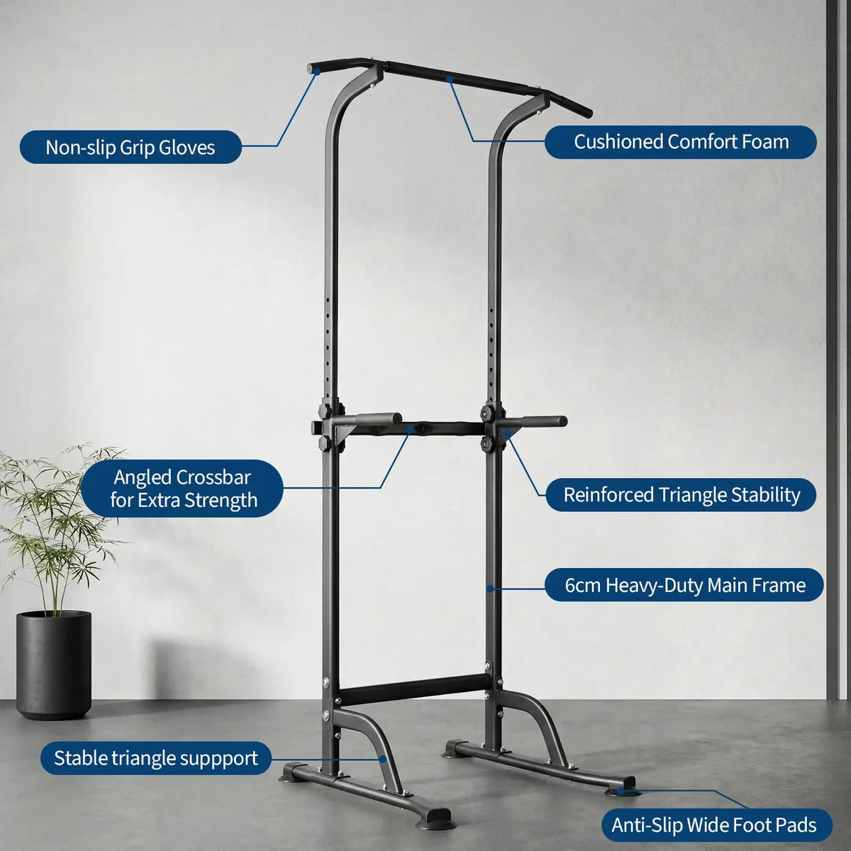 HiMISS Power Tower Dip Station Pull Up Bar Home Gym Equipment