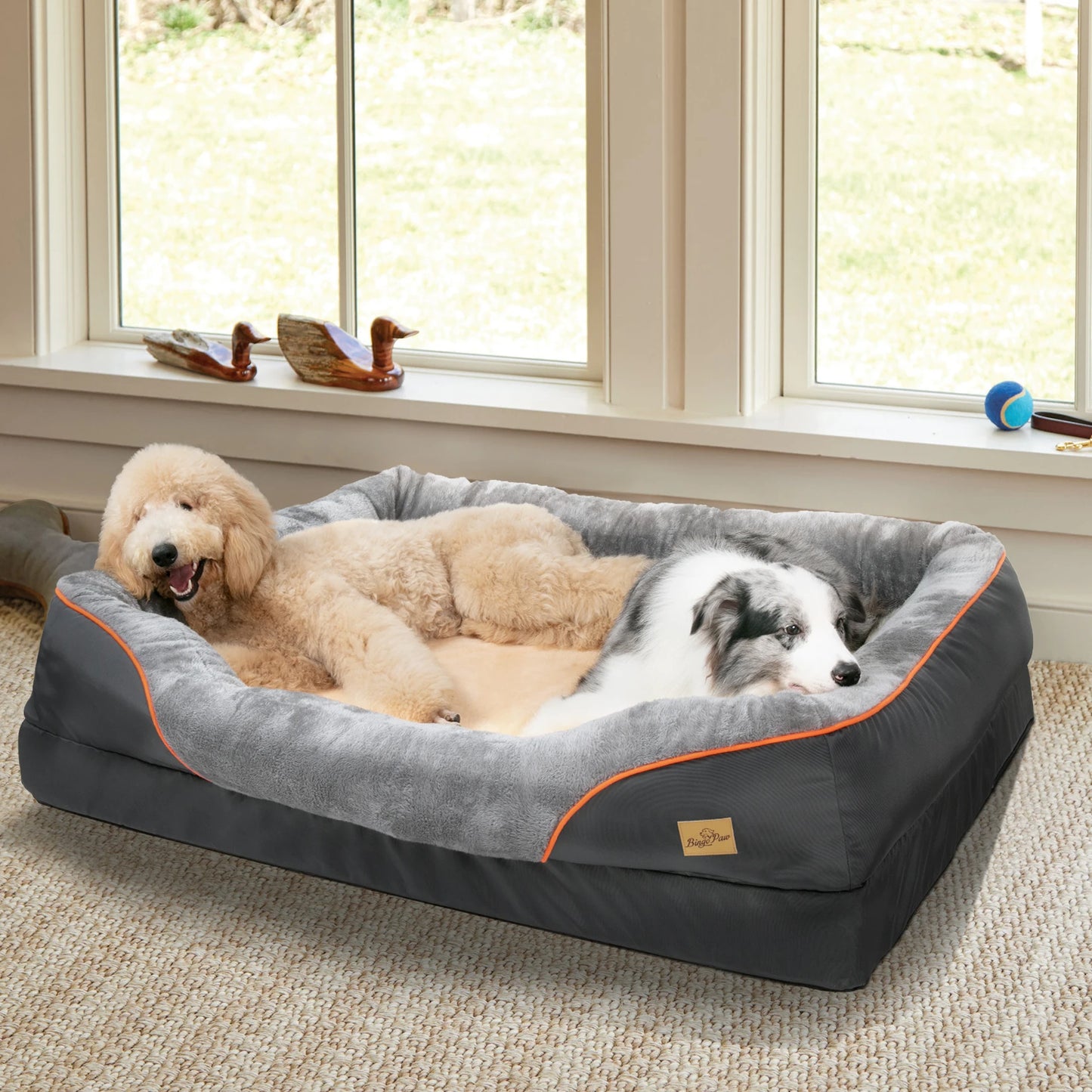 BINGOPAW Anti Allergy Dog Bed Removable Washable Fleece Cover Waterproof