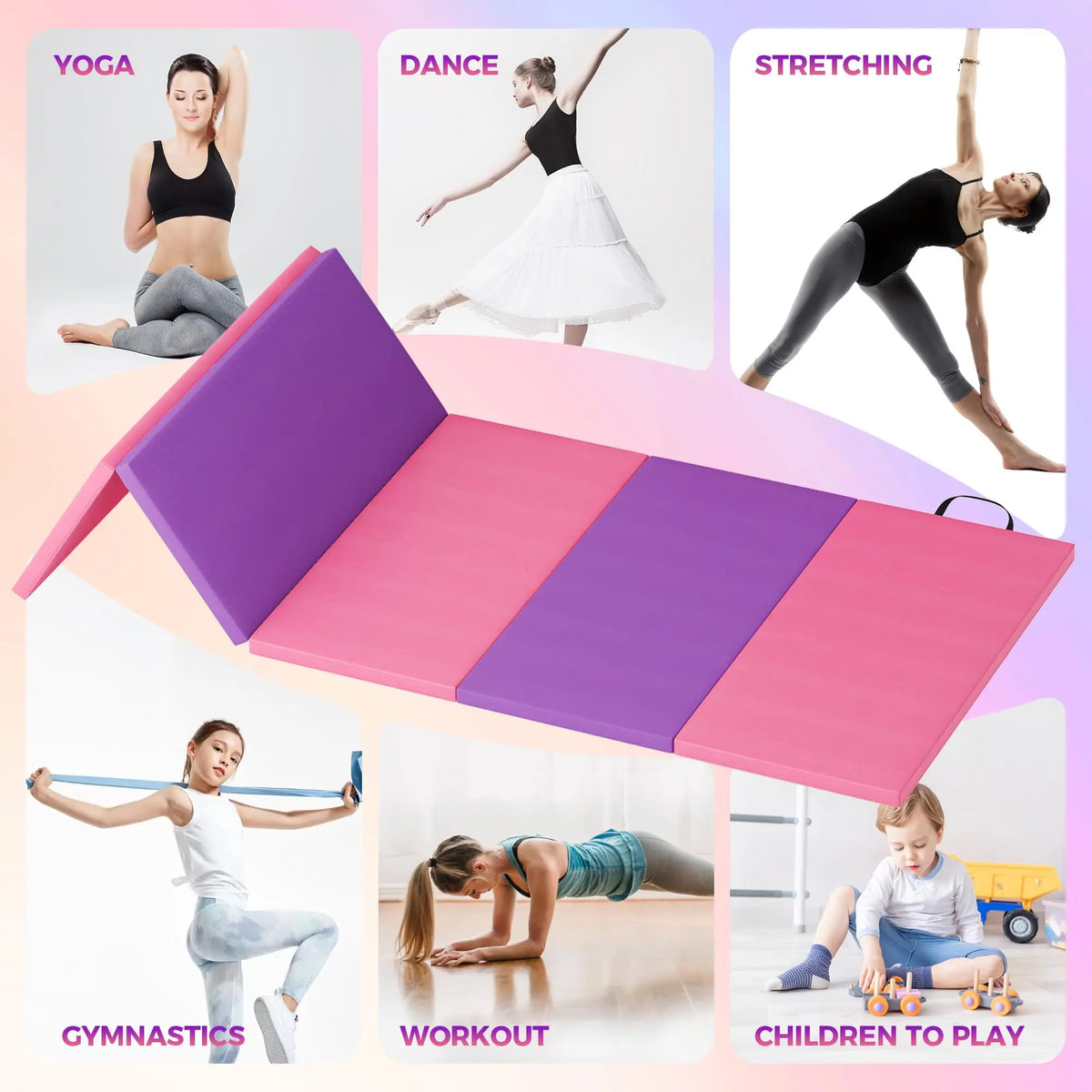 HiMISS Folding Gymnastics Tumbling Mat For Home Fitness And Yoga