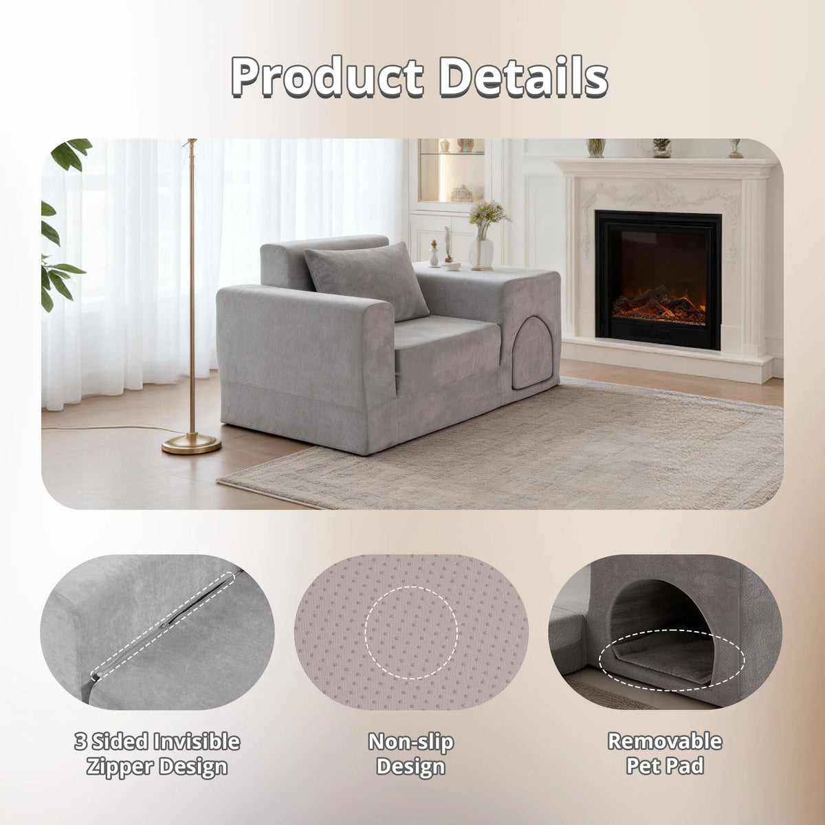 Convertible Sofa Bed With Ottoman For Pets And Small Spaces