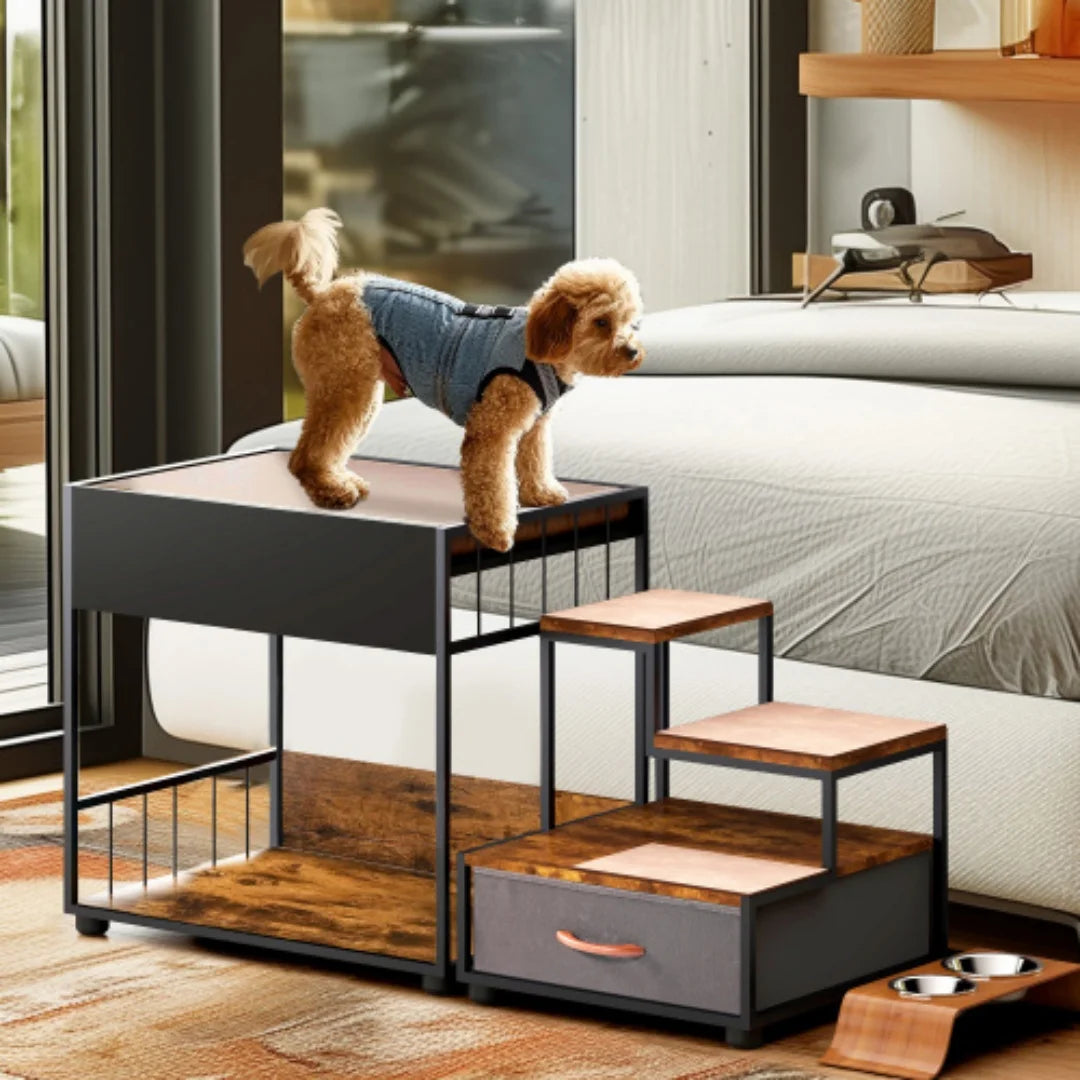 Dog Bunk Bed With Steps Storage And Elevated Window Perch