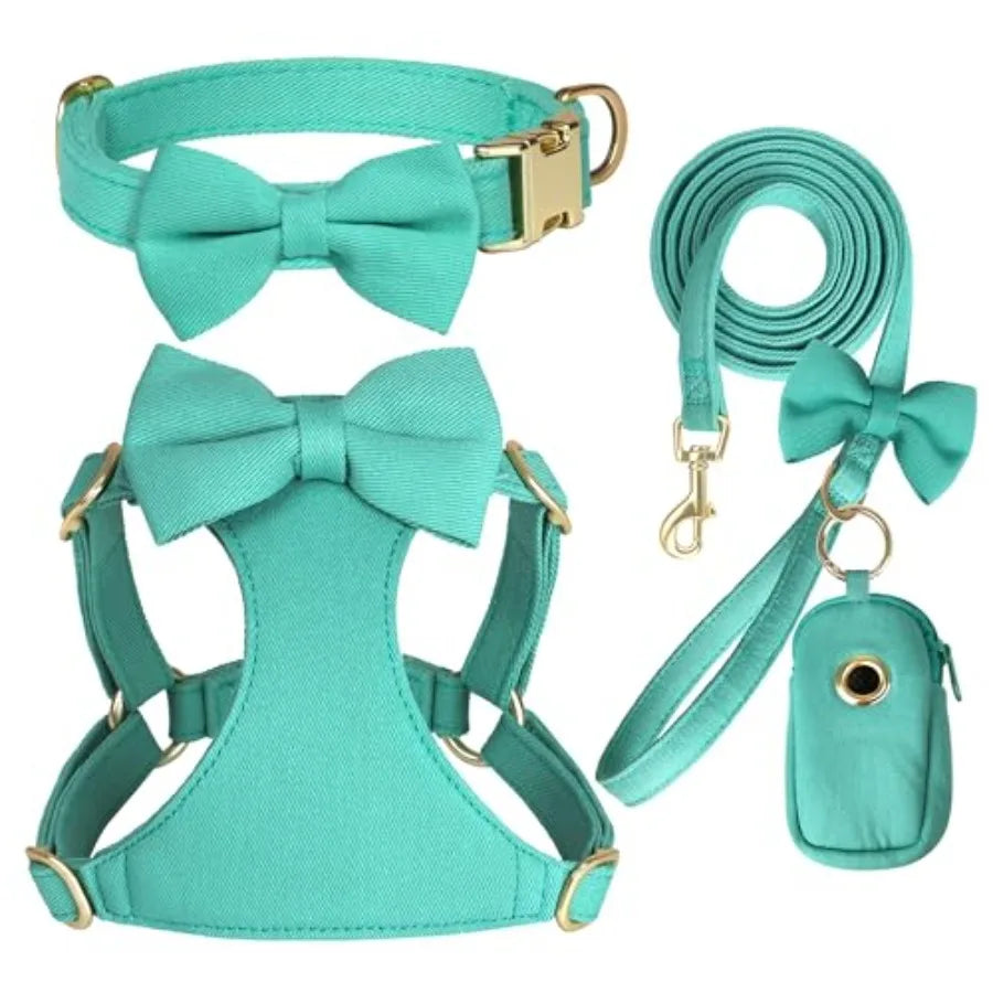Adjustable Step-In Dog Harness Collar and Leash Set for Walking