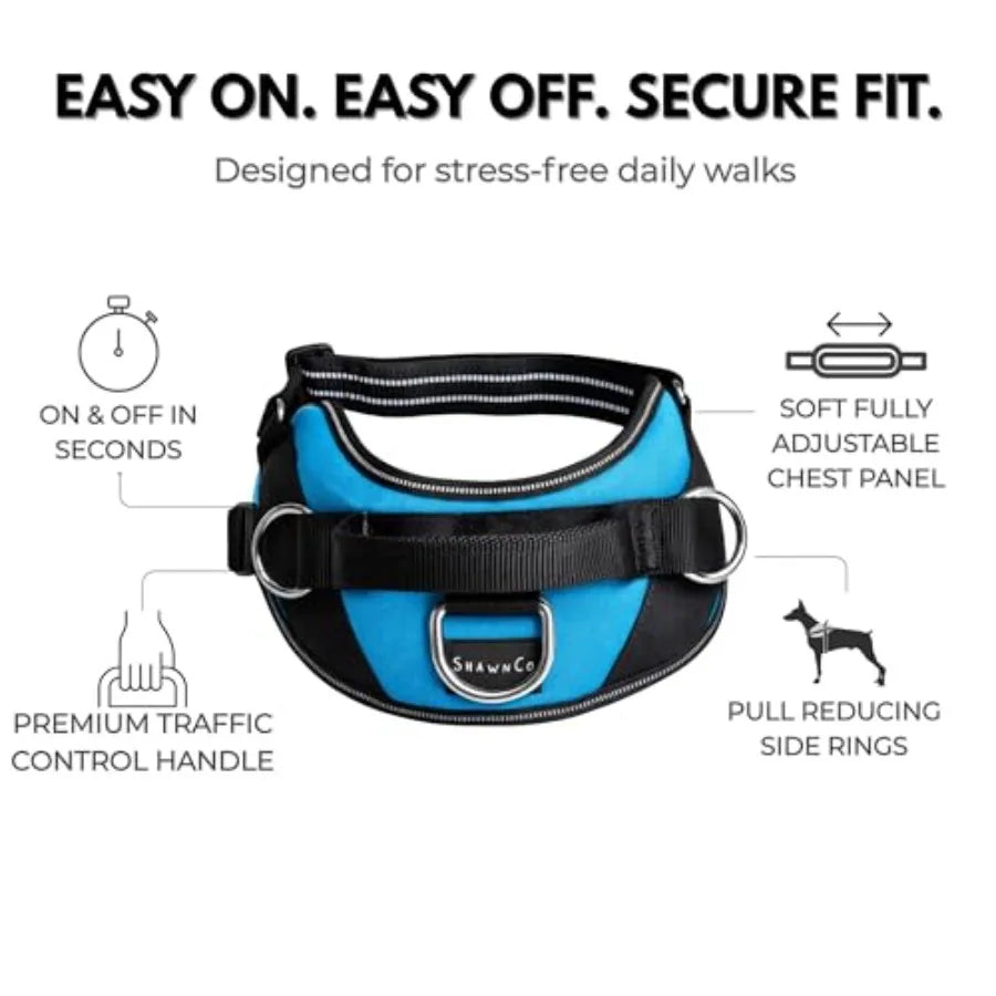 Reflective No Pull Dog Vest Harness With Three Leash Clips