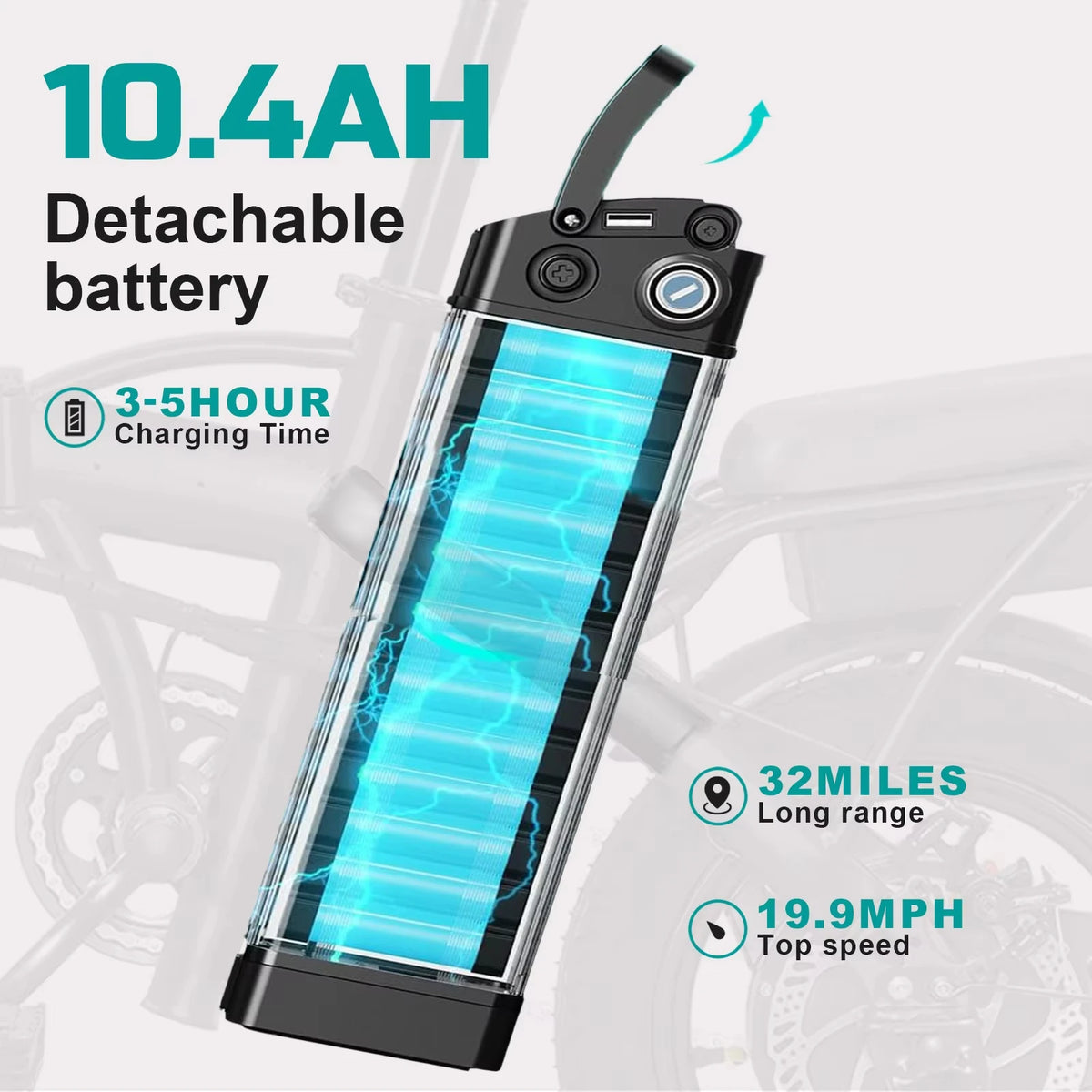Terrosor Folding Electric Bike With 500W Motor And Detachable Battery