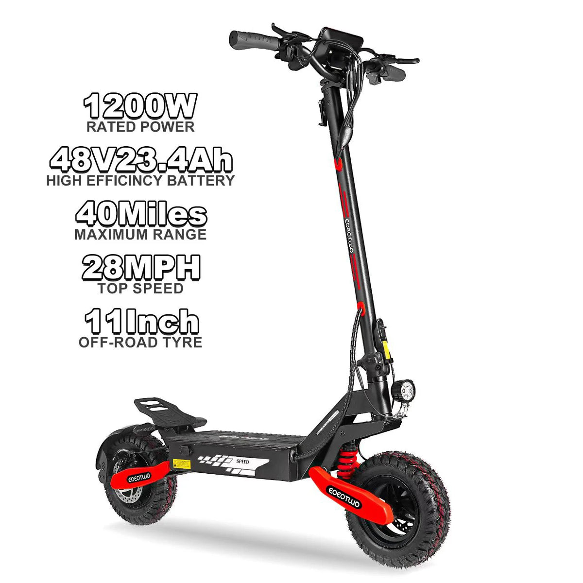 EOEOTWO GT06 Electric Scooter With 1200W Motor And Dual Suspension