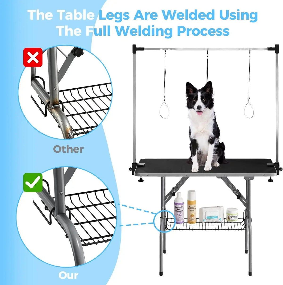 Garvee Professional Foldable Dog Grooming Table With Adjustable Arm