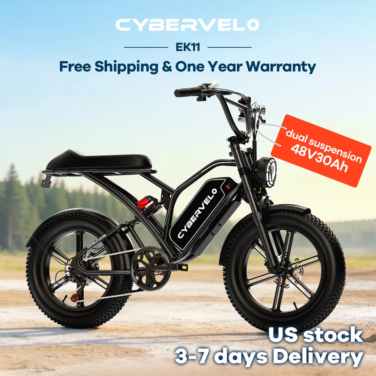 Cybervelo 1000W Electric Bike With Removable Battery For All Terrain