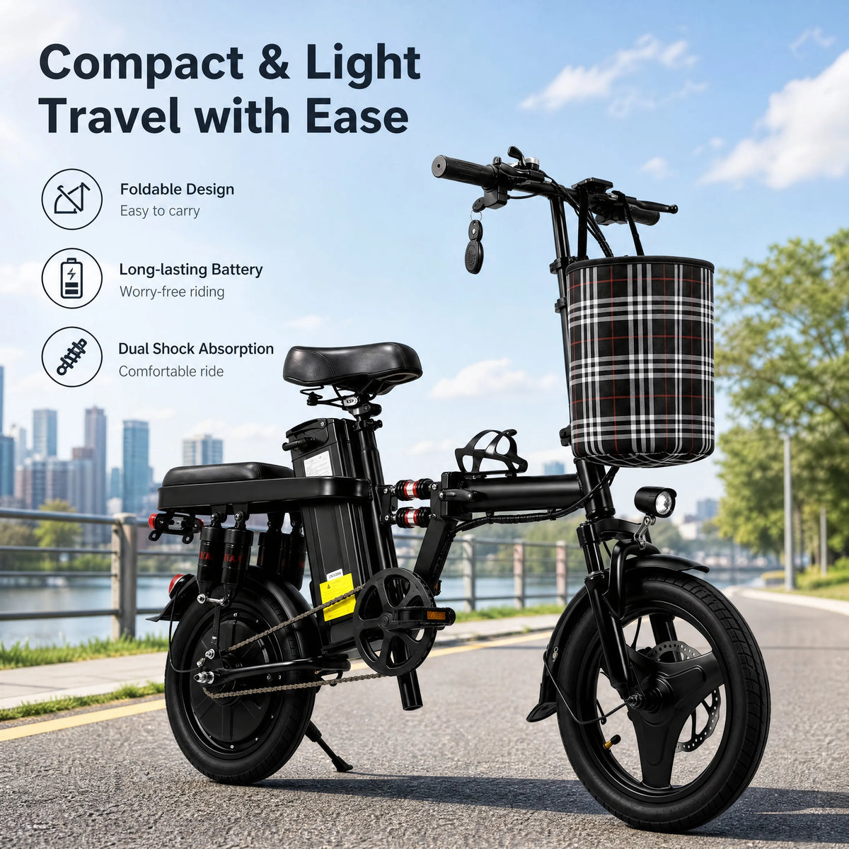 Portable Folding Electric Bike With Lithium Battery And Dual Suspension