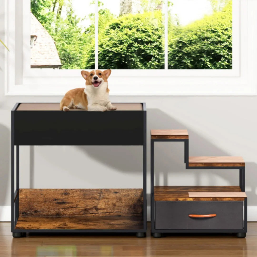 Dog Bunk Bed With Steps Storage And Elevated Window Perch