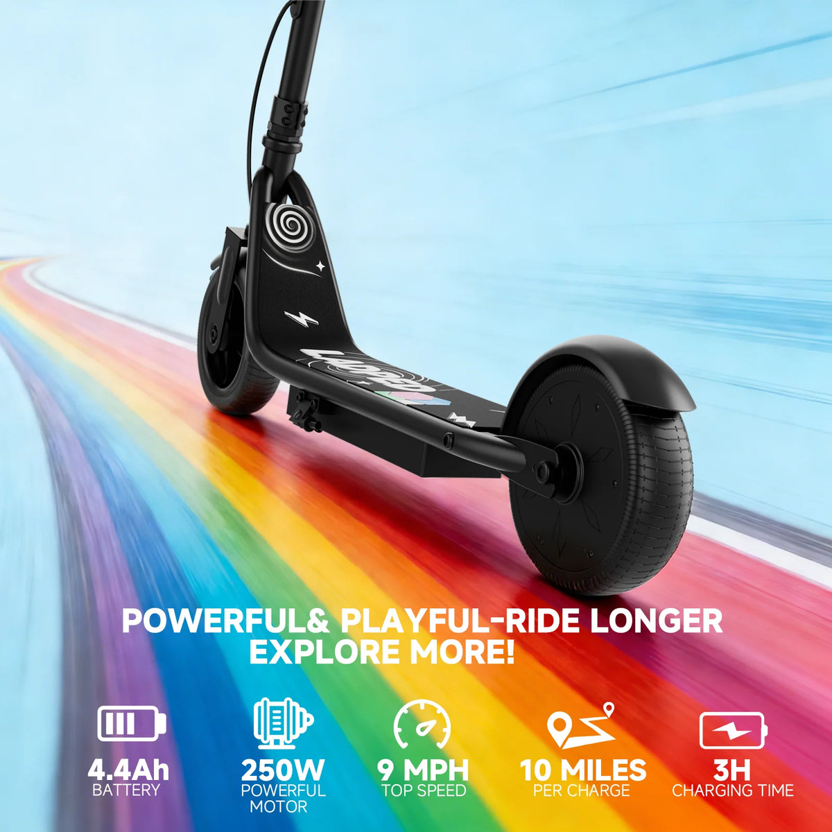 Ladped Electric Scooter for Kids With Three Speed Modes