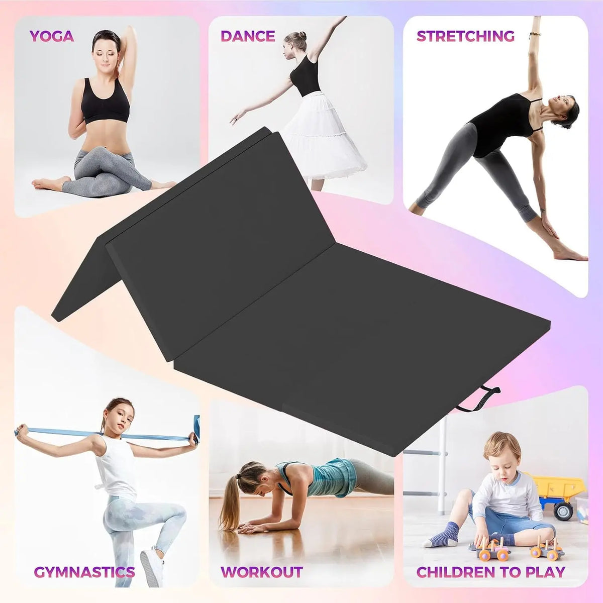 Foldable Exercise Mat With Cushioned Support For Yoga And Training