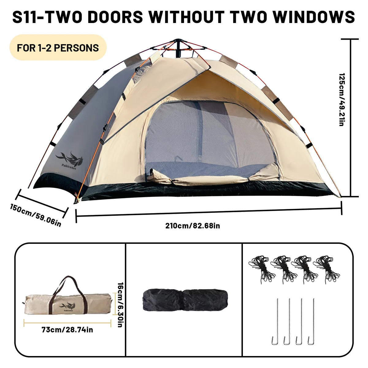 Pakicetus Automatic Pop Up Camping Tent for Hiking and Travel
