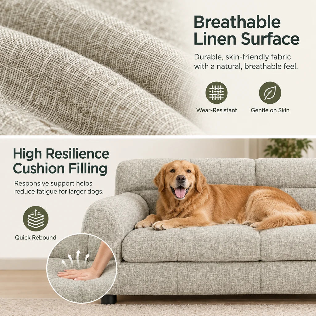 Breathable Dog Sofa Bed With Backrest And Armrests