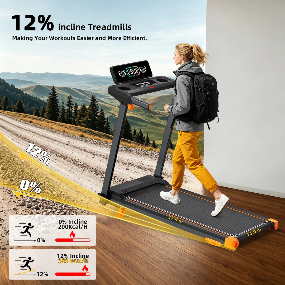 Foldable 3-in-1 Walking Pad Treadmill With Incline And HIIT Modes