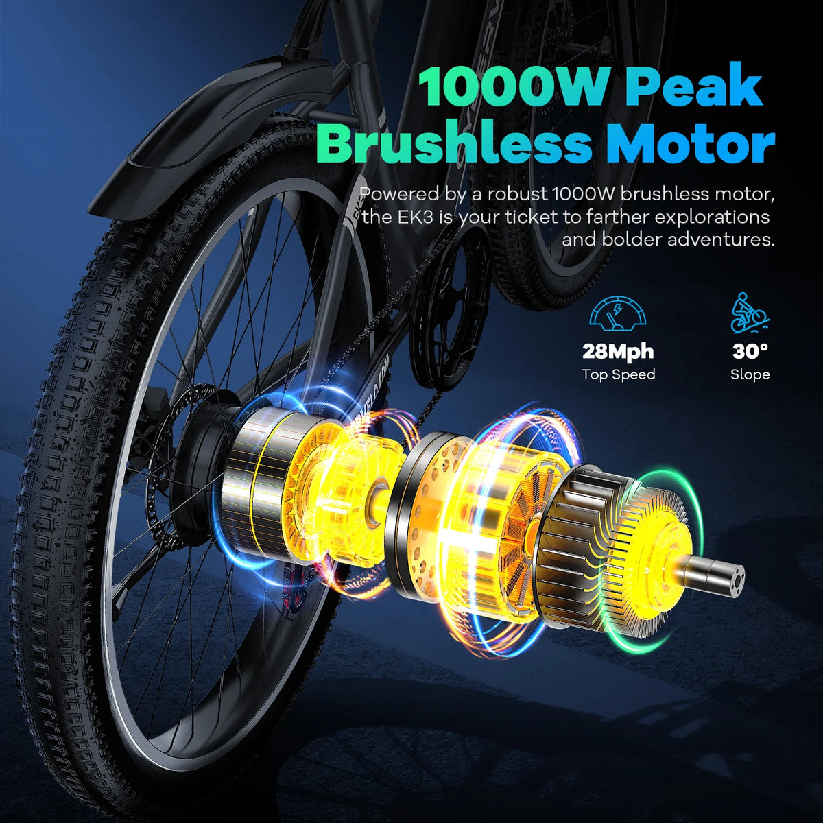 Cybervelo EK3 Electric Bicycle 1000W Peak Motor 48V Battery