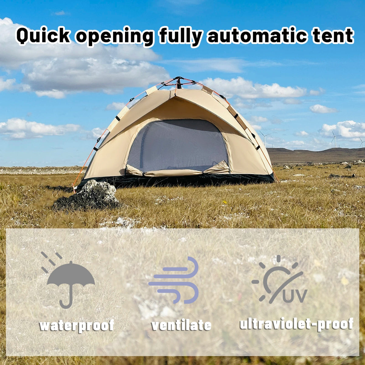 Pakicetus Automatic Pop Up Camping Tent for Hiking and Travel