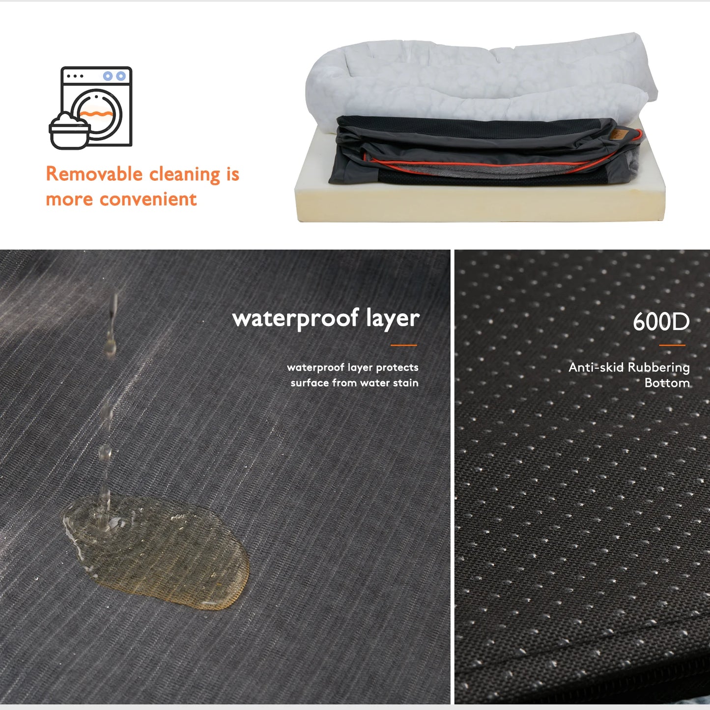 BINGOPAW Anti Allergy Dog Bed Removable Washable Fleece Cover Waterproof