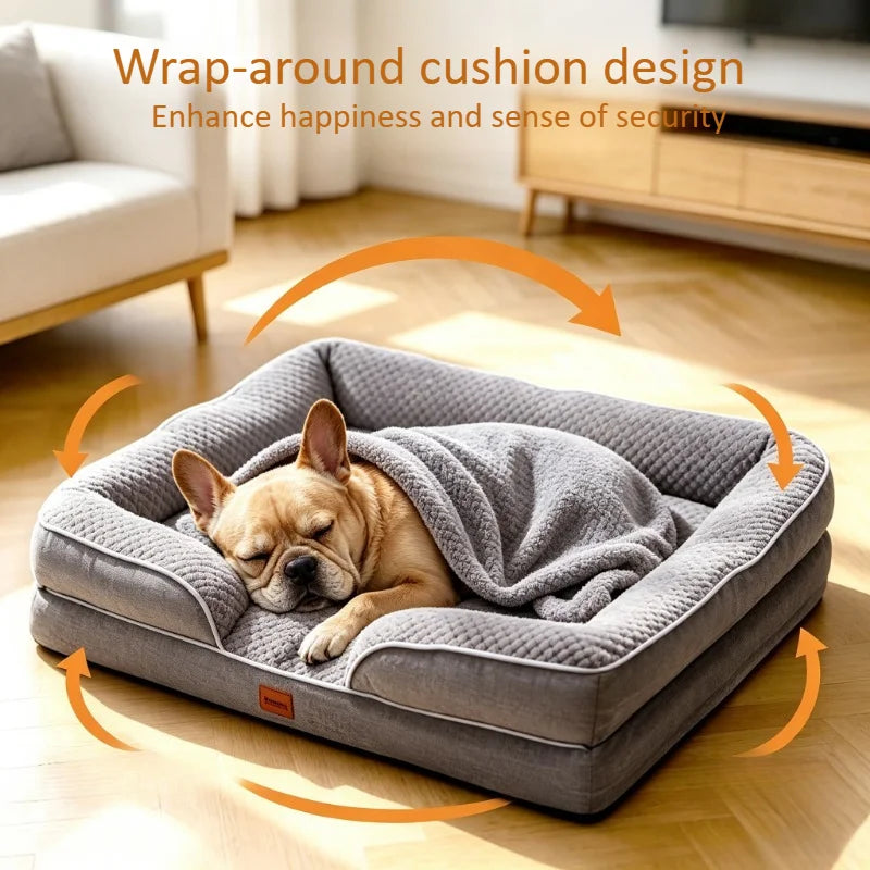 Orthopedic Memory Foam Dog Bed With Waterproof Washable Cover