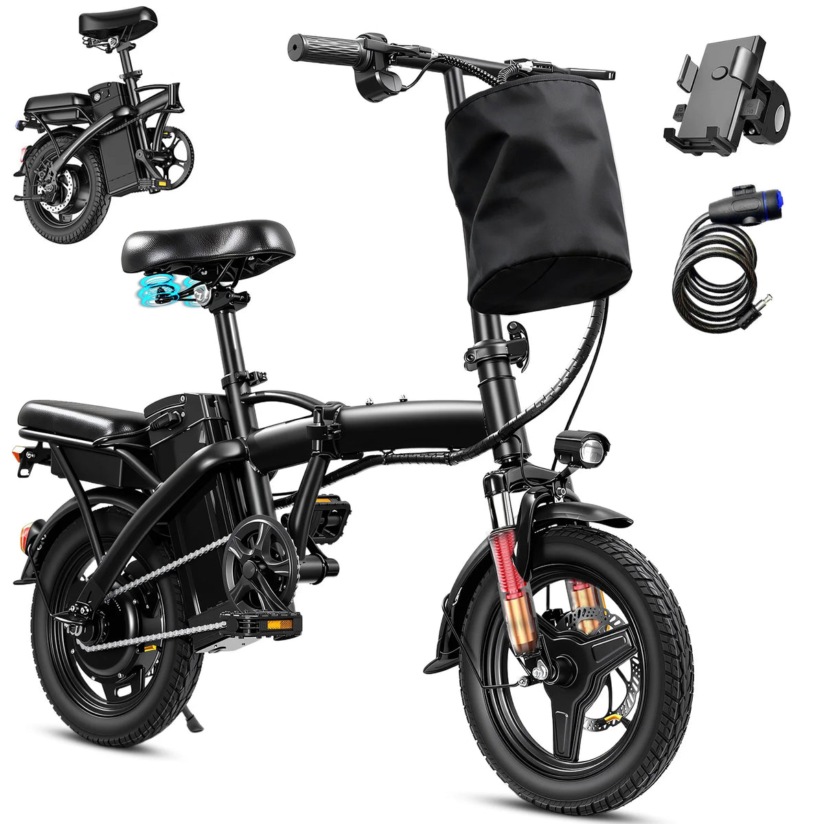 Terrosor Folding Electric Bike With 500W Motor And Detachable Battery
