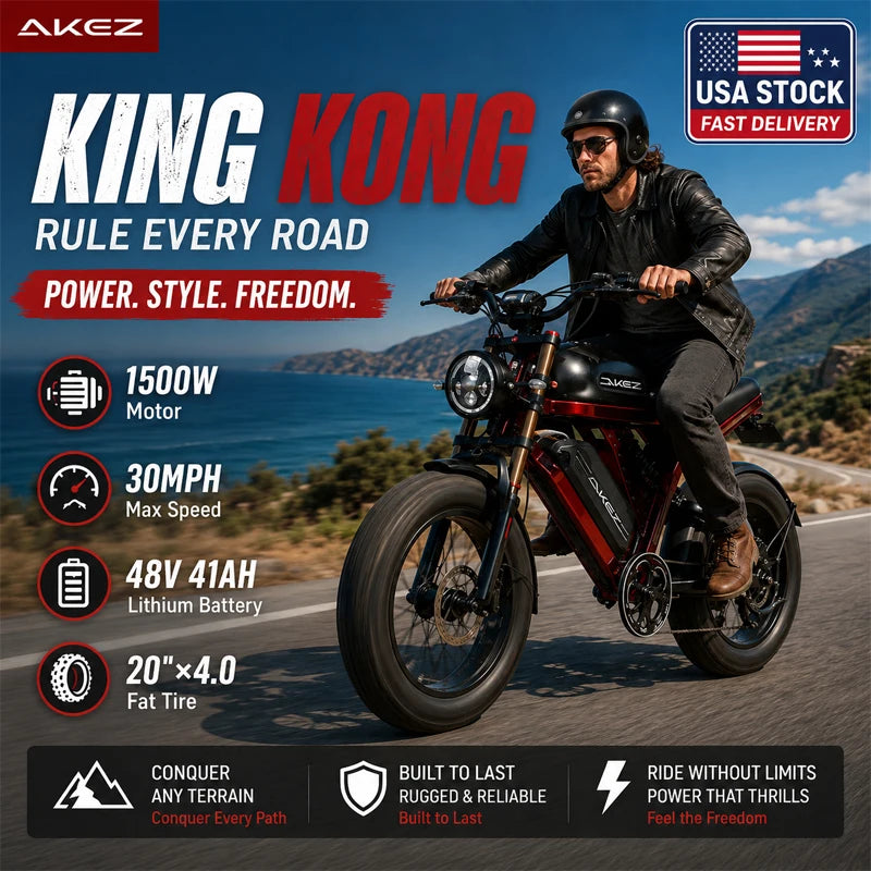 AKEZ King Kong 1500W Fat Tire Electric Bike Dual Suspension