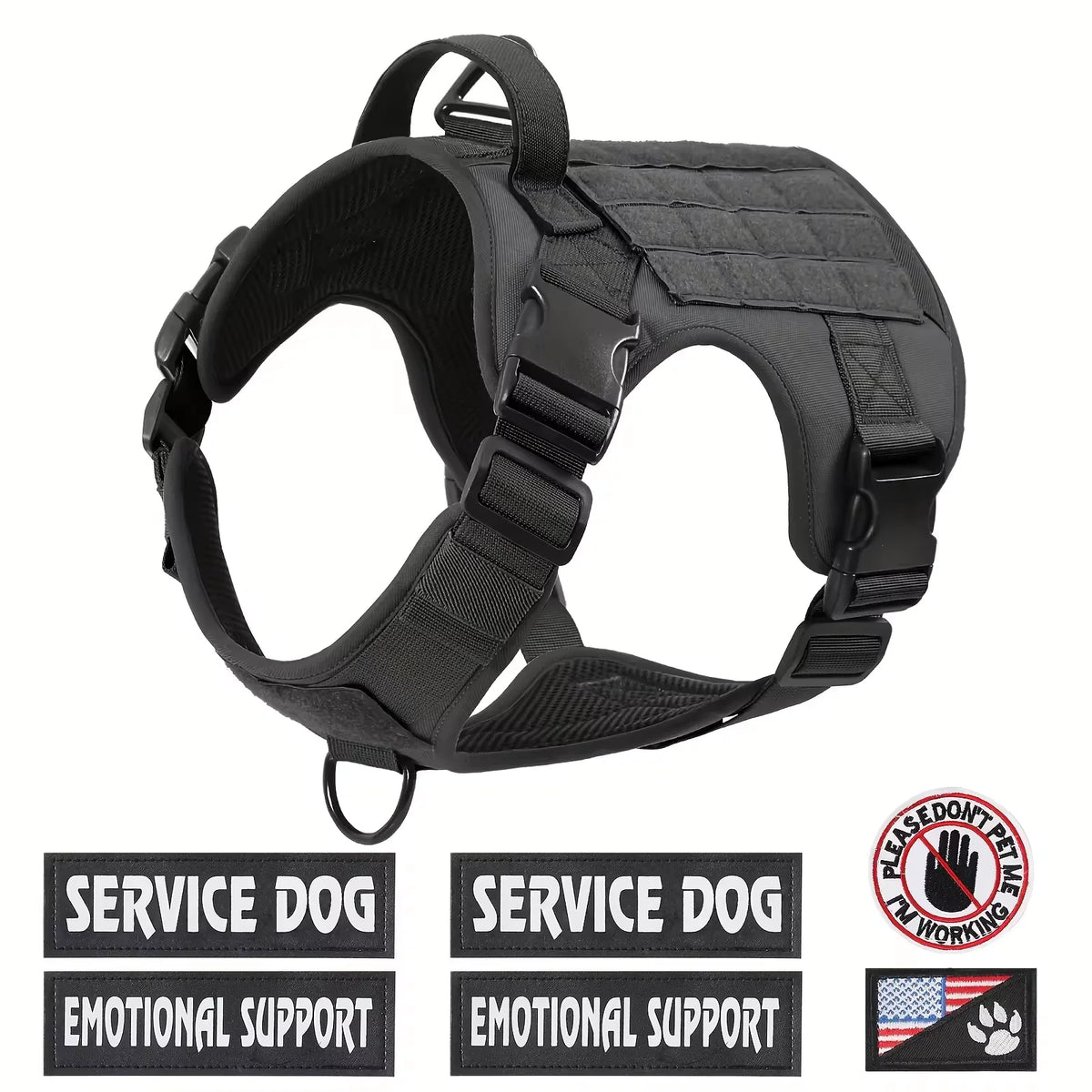 Tactical Dog Harness With Reflective Straps And No Pull Control