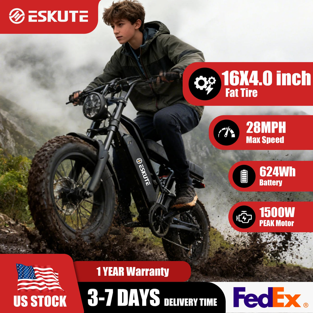 ESKUTE V100 Electric Dirt Bike With Dual Suspension