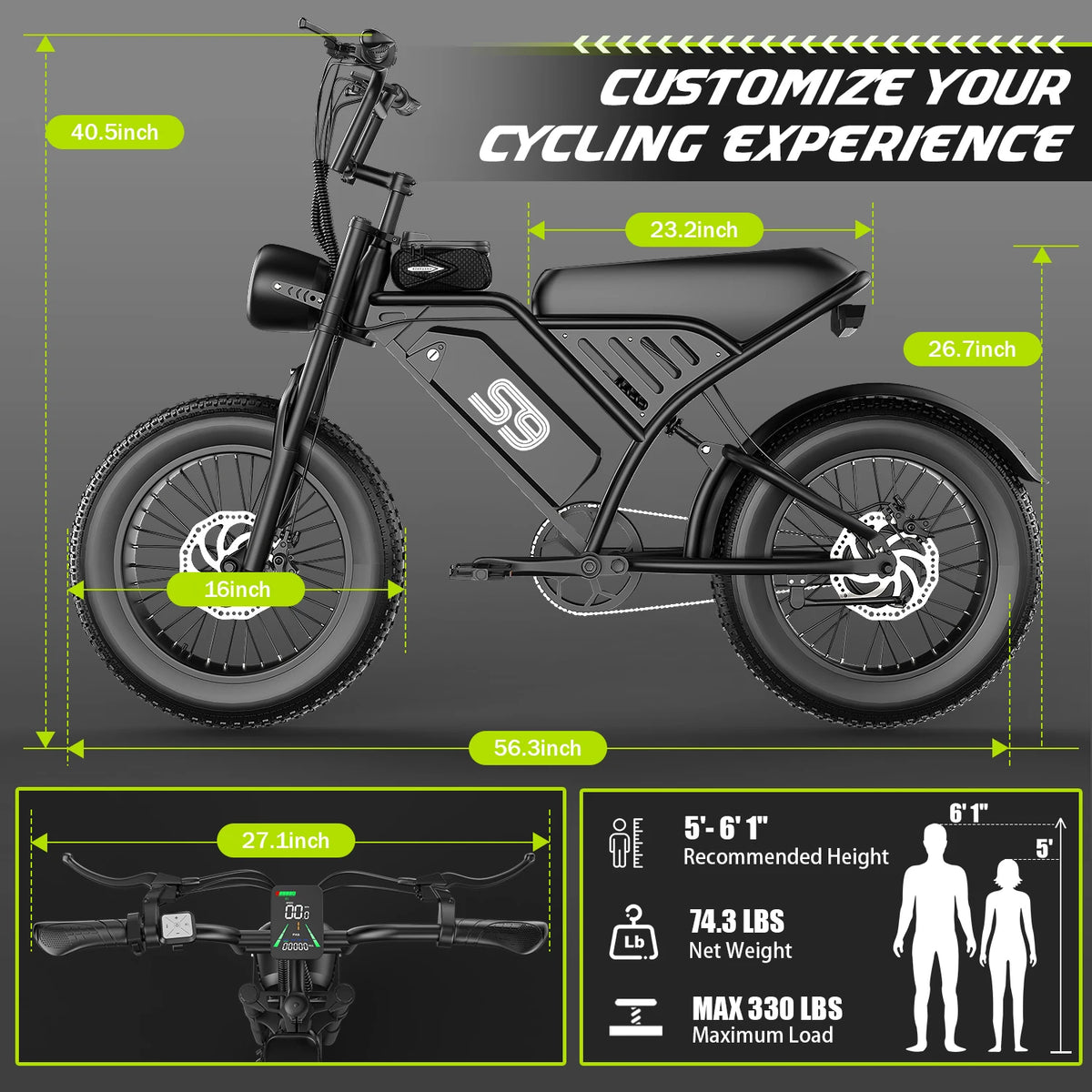 ASKGO Adult Electric Fat Tire All Terrain Dirt Bike