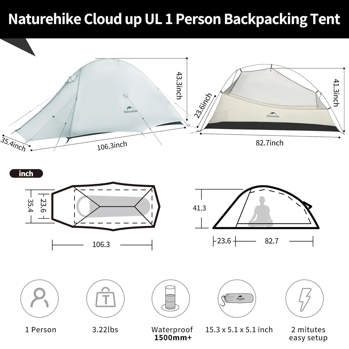 Naturehike Ultralight Double Layer Waterproof Backpacking Camping Tent