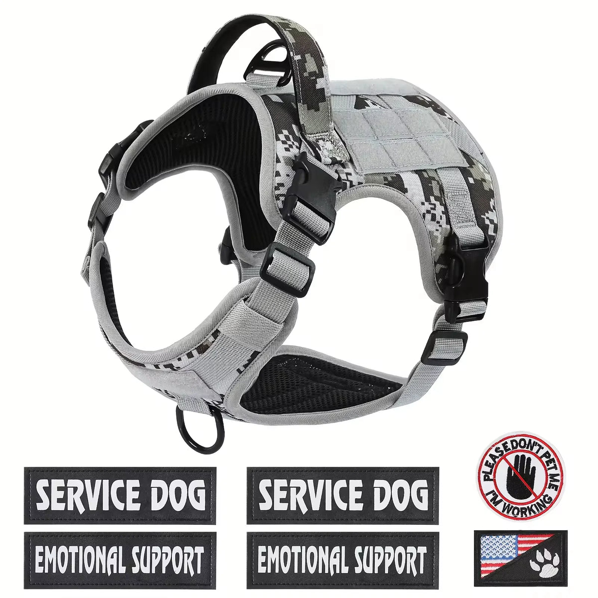 Tactical Dog Harness With Reflective Straps And No Pull Control