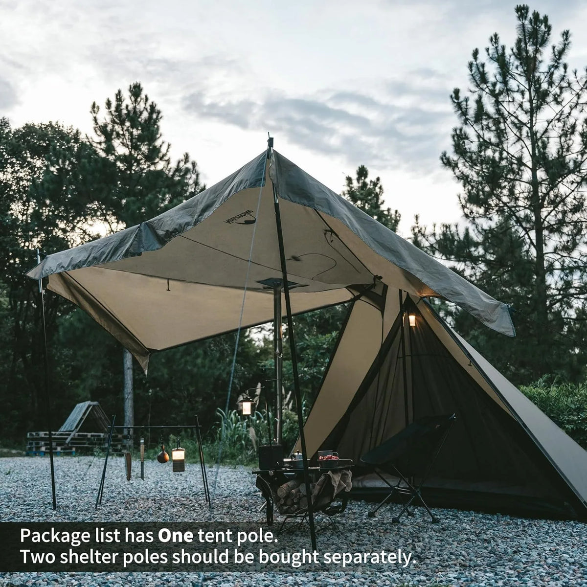 Naturehike Teepee Camping Tent With Chimney Window Flame Retardant Design
