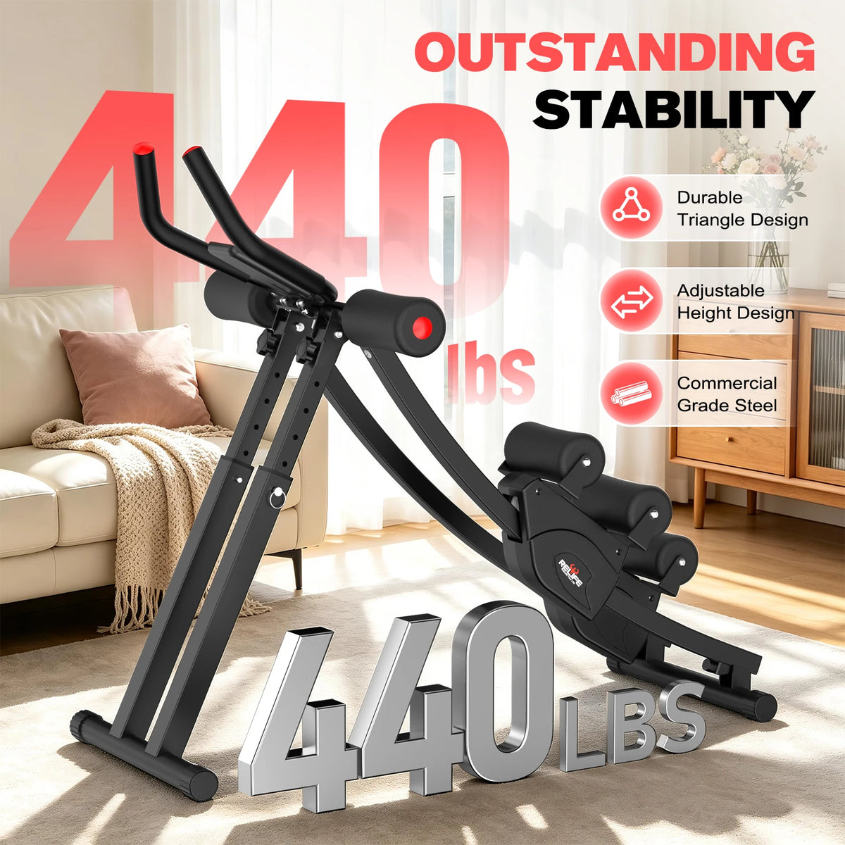 Foldable Dual Track Ab Trainer With Adjustable Resistance LCD Display
