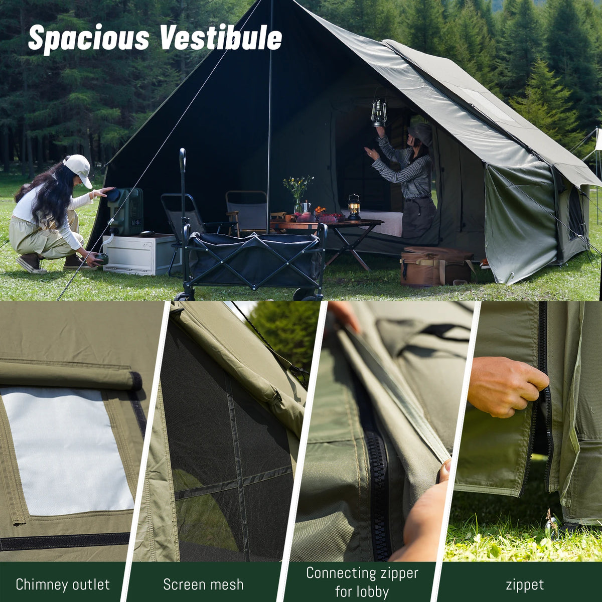 Pakicetus Inflatable Camping Tent With Extended Sun Canopy