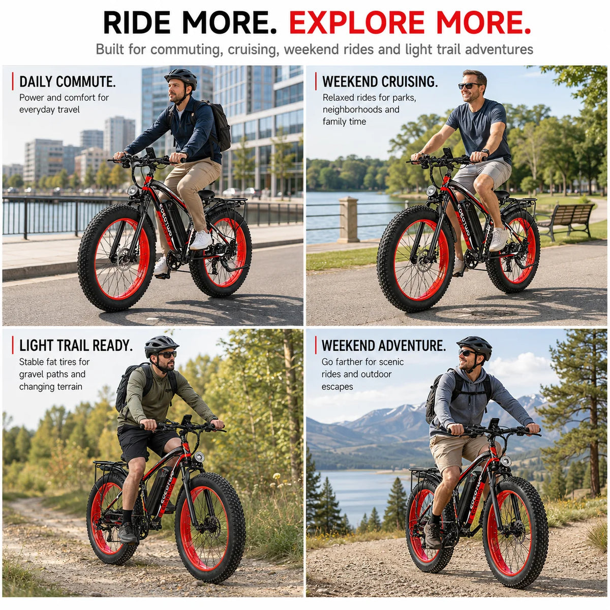 Eoeotwo 1500W Adult Fat Tire All Terrain Electric Commuter Bike