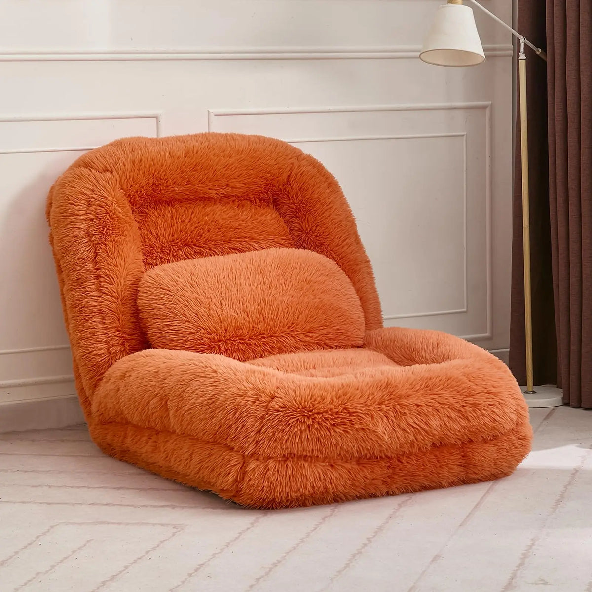 Convertible Upholstered Sofa Bed With Adjustable Backrest And Two Pillows