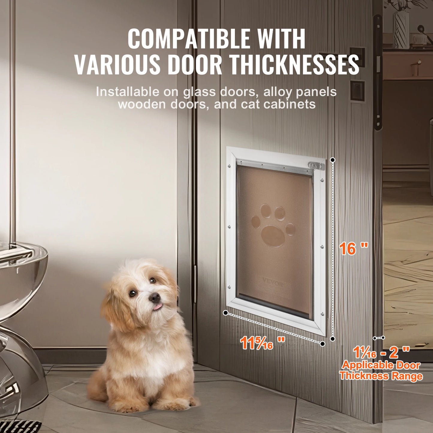 Pet Door With Aluminum Frame And Lockable Flap Weatherproof