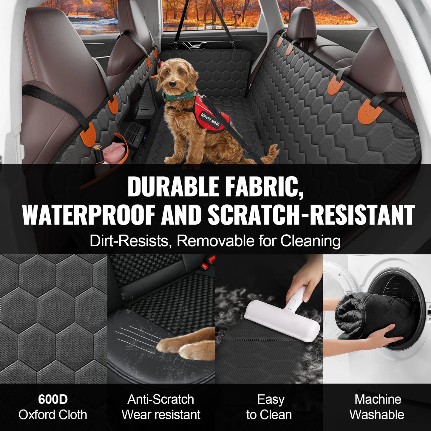 SucceBuy Back Seat Extender Dog Car Cover With Mesh Window