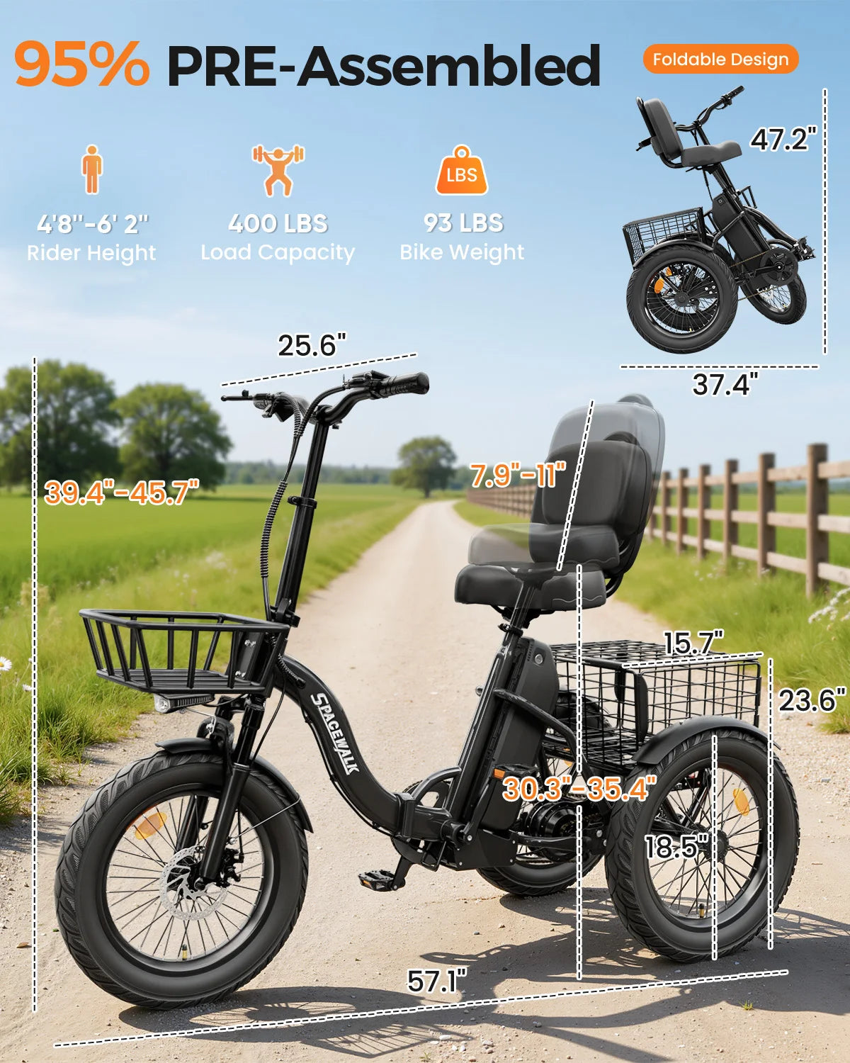 EILLEO SPACEWALK Folding Electric Trike for Adults