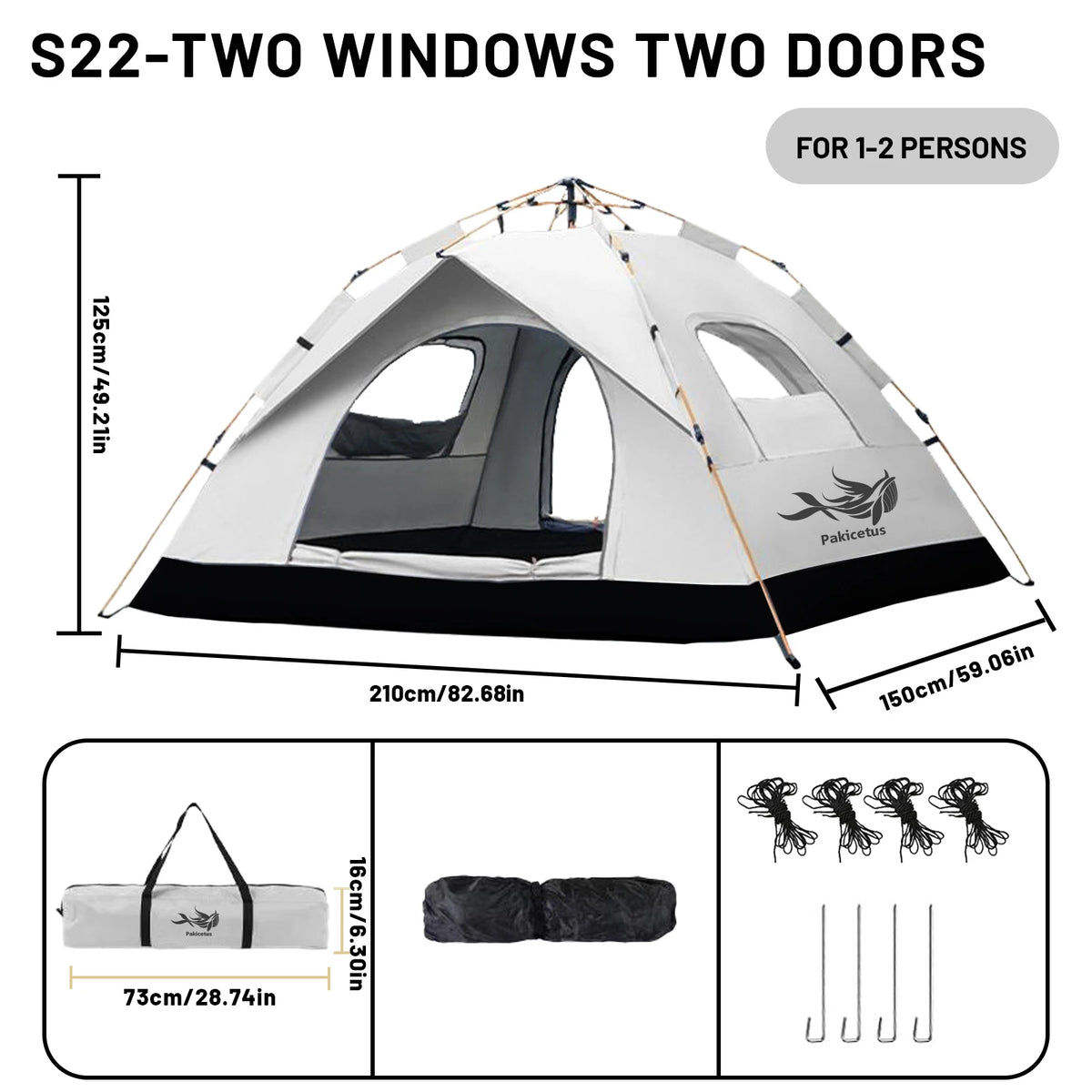 Pakicetus Automatic Pop Up Camping Tent for Hiking and Travel