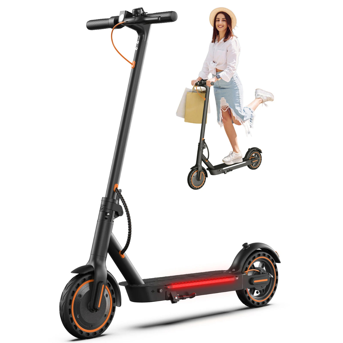 Osboo Foldable Electric Scooter With Dual Suspension And Turn Signals